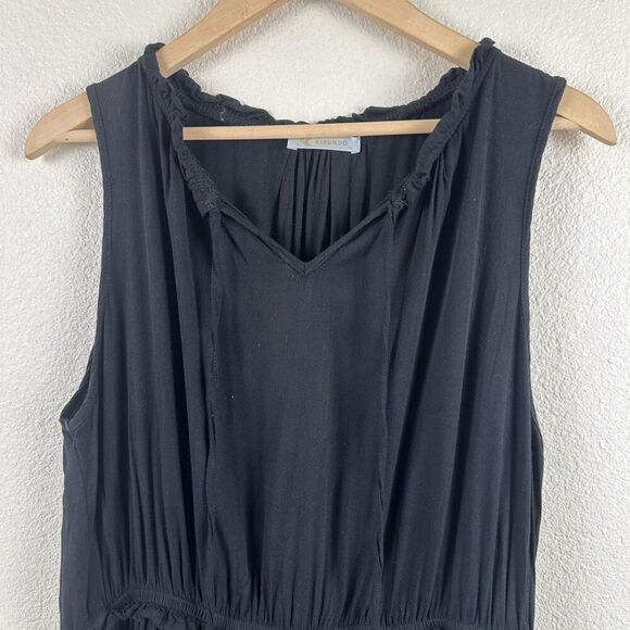 Kirundo Women's XL Sleeveless Blouson Maxi Dress Solid Black Casual Summer Basic - Picture 3 of 9